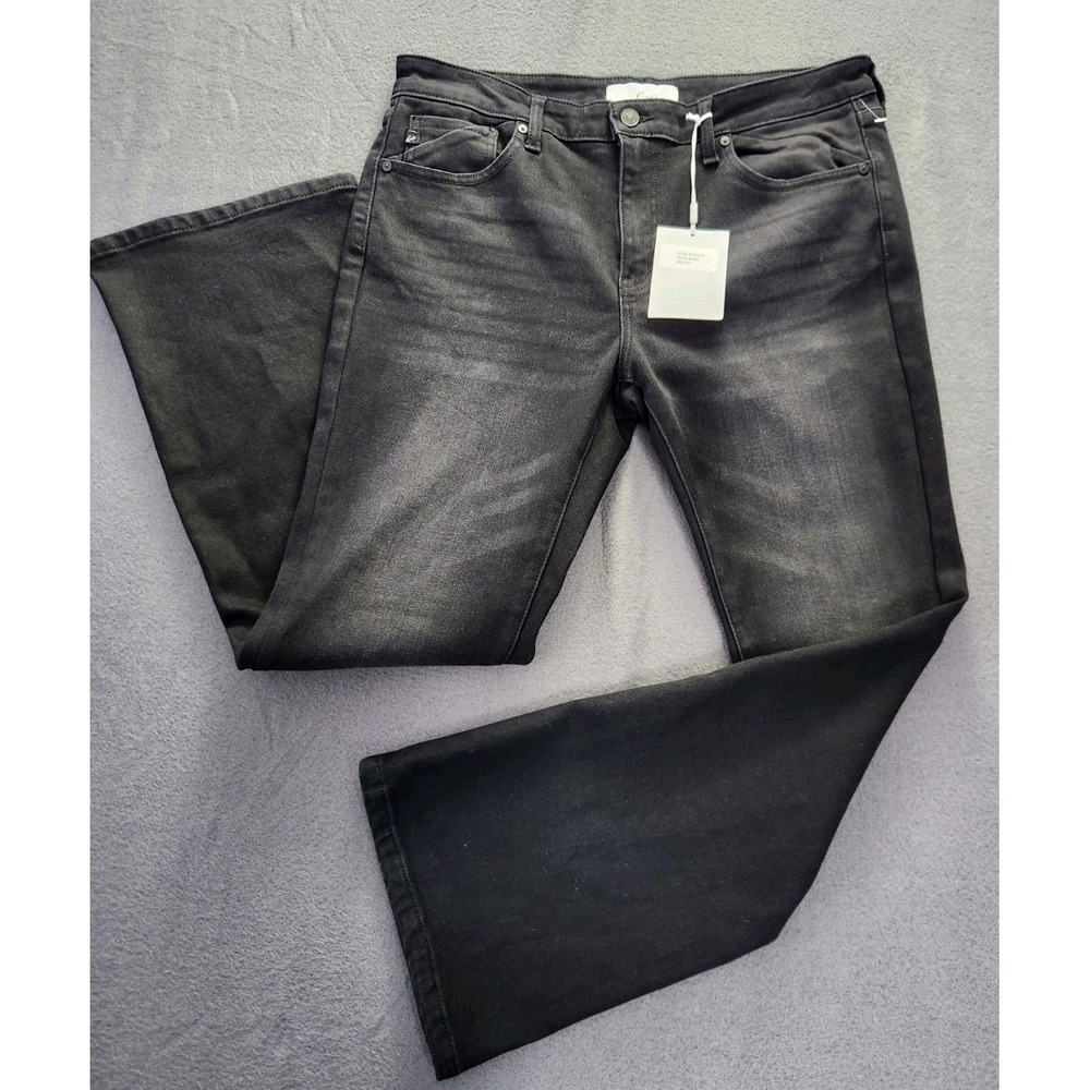 Kancan Jeans Women 12 Black Bootcut Mid Rise Stretch Dark Wash Faded Denim NWT